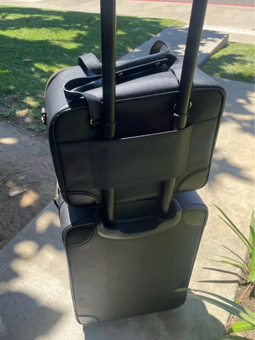 kate spade bon voyage black leather luggage set